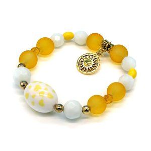 Bracelet Yellow Beads Sun Charm Adjustable OS